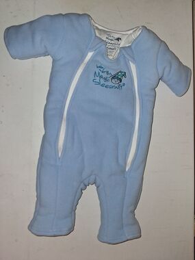 Baby Merlin's Magic Sleepsuit Small - White with Blue Accents